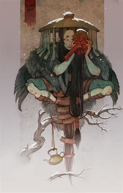 Yōkai (Japanese folklore), Olga Levina on ArtStation at https://www.artstation.com/artwork/AWZrN ...