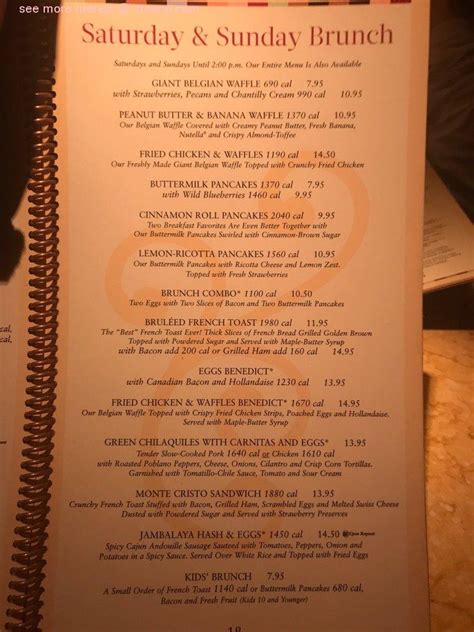 Printable Cheesecake Factory Menu