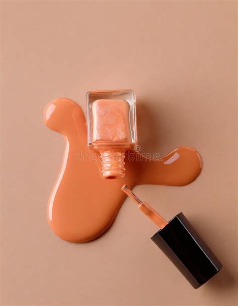 Nail Polish in Peach Tone Spilled on Soft Peach Fuzz Color Background Stock Illustration ...