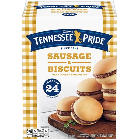 Odom's Tennessee Pride Sausage & Biscuits, Snack Size Frozen Breakfast Sandwiches, 24 Count ...