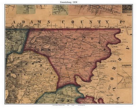 Emmitsburg, Maryland 1858 Old Town Map Custom Print - Frederick Co. - OLD MAPS