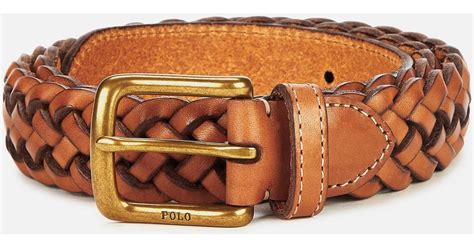 Polo Ralph Lauren Westend Braid Leather Belt in Tan (Brown) for Men - Lyst