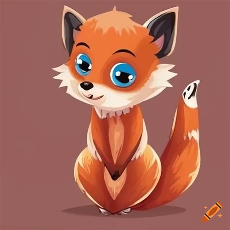 Cute cartoon fox with a curved tail on Craiyon