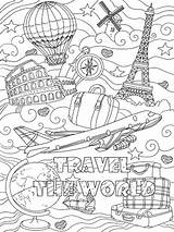 Travel coloring pages sketch template