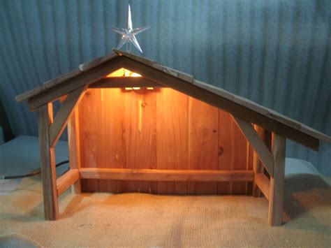Aromatic Cedar Beams with Optional Star and Night light, Floor Nativity Stable/Shed/Barn/Manger ...