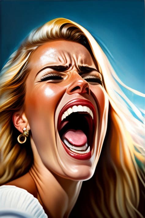 Lexica - Portrait of blond european woman screaming, crying