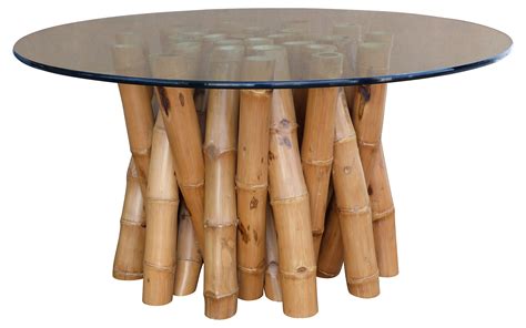 Стол бамбуковый со стеклом - фото