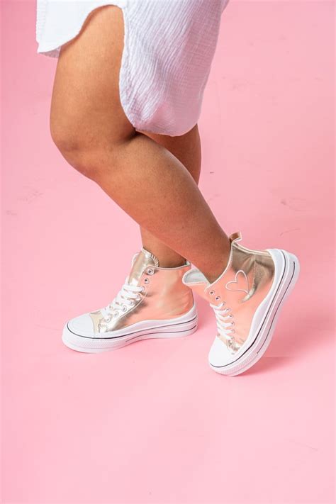 Gold high-top sneakers - Cinelle Paris, fashion for women.