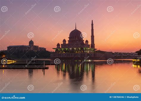 Putra Mosque at Sunrise stock photo. Image of beauty - 138784246