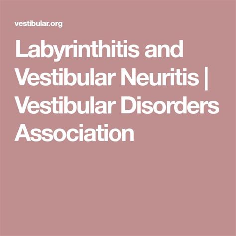 Labyrinthitis and Vestibular Neuritis | Vestibular Disorders Association | Vestibular neuritis ...