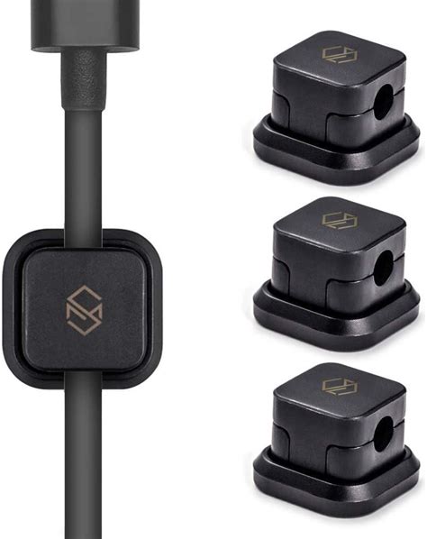 Sinjimoru Magnetic Multipurpose Cable Management Clips with Self Adhesive - Black [3 Pack]