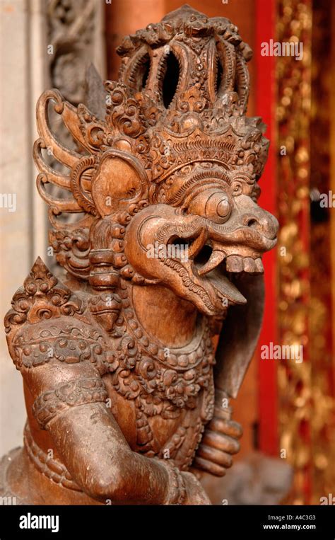 Balinese wood carving, statue, Ubud Royal Palace Bali Indonesia Stock ...