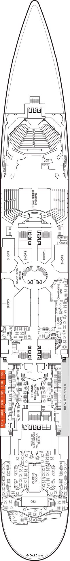 Cunard Queen Mary 2 (QM2) Deck Plans: Ship Layout, Staterooms & Map ...