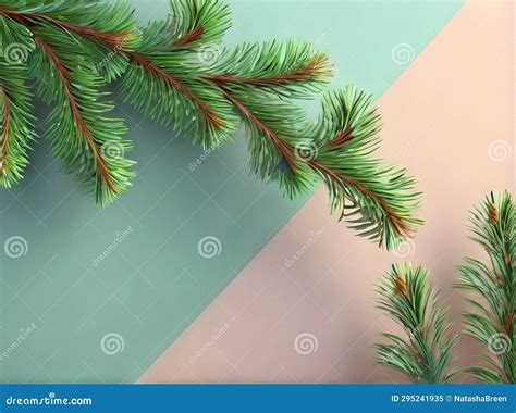 Colorful 3D Fir Branch on Painted Backdrop. Stock Image - Image of texture, design: 295241935