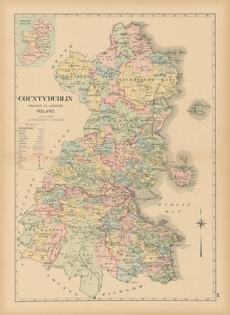 1901 Map of County Dublin Reproduction - New England Map Company