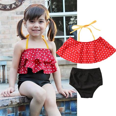 Kids Girls Swimsuit 2018 Summer Lotus Leaf Dot Swimwear Black High ...