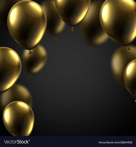 Black festive background with gold shiny balloons Vector Image in 2020 | Balloons, Screen ...