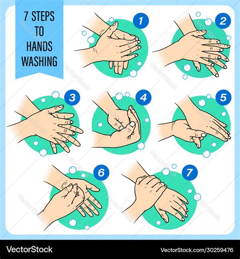 7 steps to washing hands for good health Vector Image