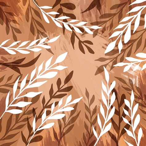 Monochrome brown earth toned botanical pattern frame vector background illustration. Aesthetic ...