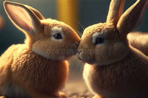 Two cute bunnies kissing stock illustration. Illustration of easter - 266035232