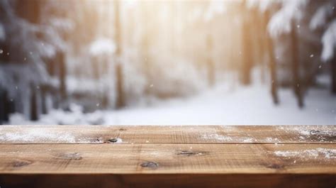 Premium AI Image | wooden backdrop on forest scene copy space natural lighting blurred winter ...