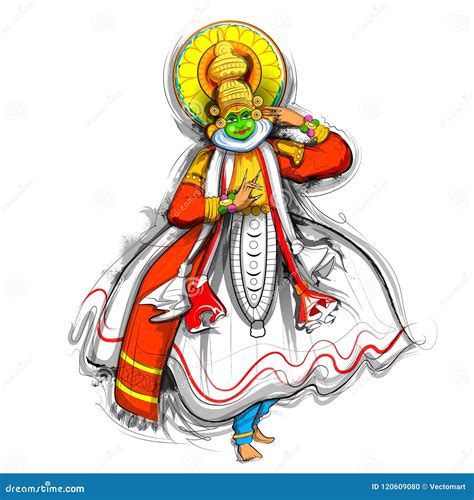 Kathakali Dancer on Background for Happy Onam Festival of South India Kerala Stock Vector ...