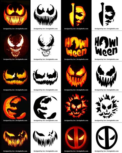 850+ Free Printable Halloween Pumpkin Carving Stencils, Patterns, Designs, Faces & Ideas ...