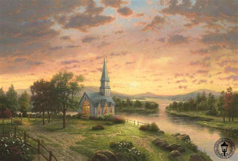 Thomas Kinkade Sunrise Chapel Painting | Best Sunrise Chapel Paintings ...