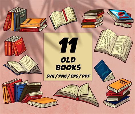 Old books svg,school clipart, open book clipart, library clipart, comic book clipart, planner ...
