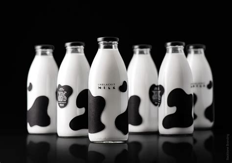 Milking Cow's Spots Portrayed on a Milk Bottle