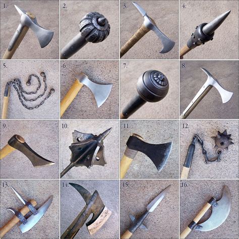 Almost all my historical style axes, maces, flails and polearms in same ...