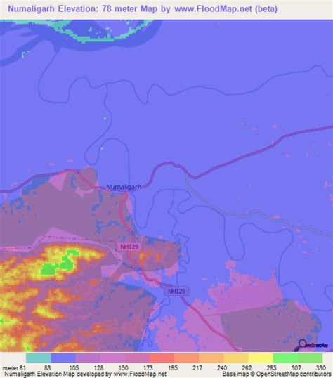 Elevation of Numaligarh,India Elevation Map, Topography, Contour