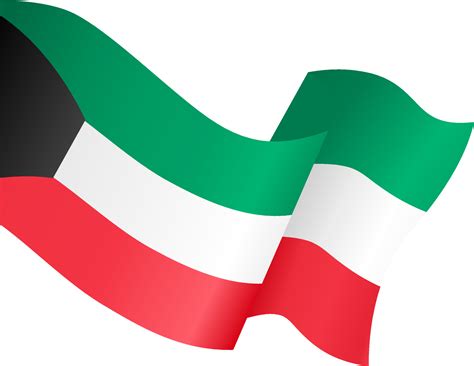 Kuwait flag wave isolated on png or transparent background,Symbol ...