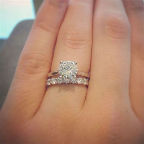 Classic 1.5 carat round solitaire. Paired with an 18kw .55 carat we… | Silver solitaire ...