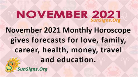 November 2021 Horoscope Predictions For All - SunSigns.Org