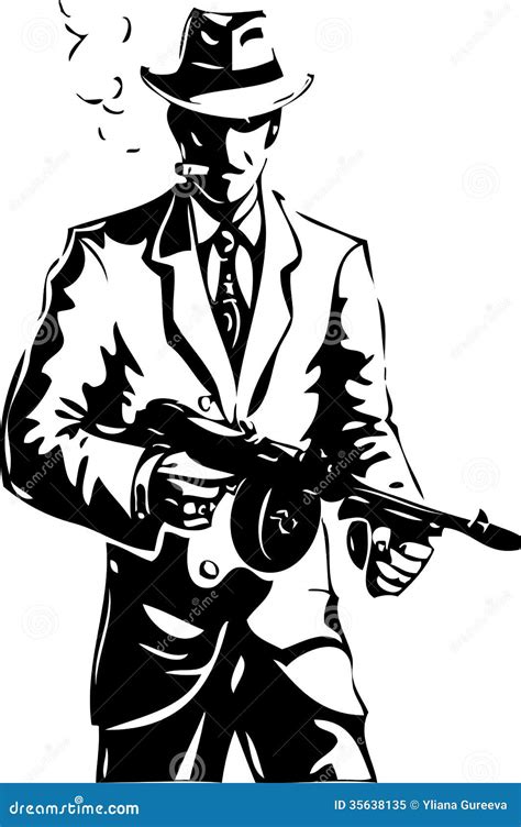 Drawing - The Gangster - A Mafia Stock Vector - Illustration: 35638135