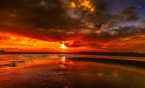 Download Cloud Sun Orange (Color) Sky Beach Nature Sunset HD Wallpaper