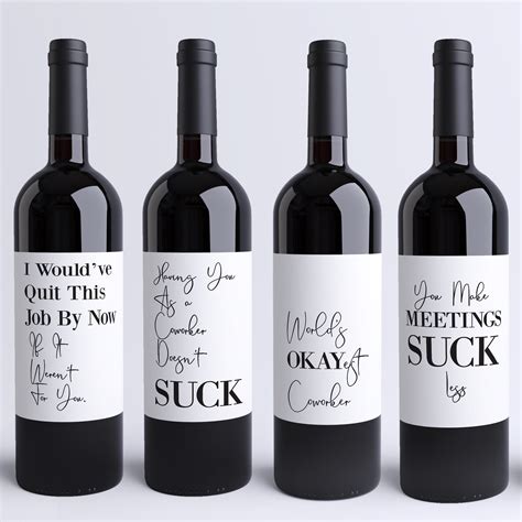 8 Funny Coworker Gifts Coworker Wine Bottle Labels Colleague Card Alte - Ritzy Rose