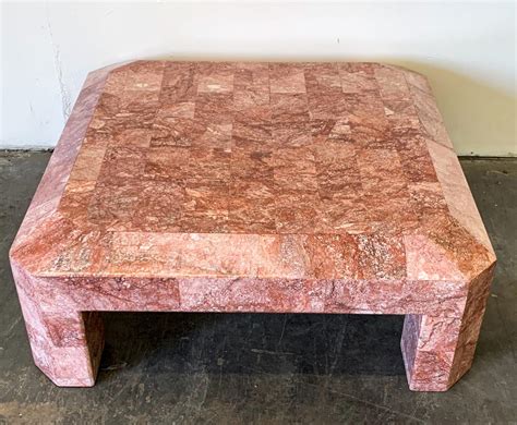 Postmodern Tessellated Stone Square Coffee Table with Matching Pyramid Sculpture at 1stDibs