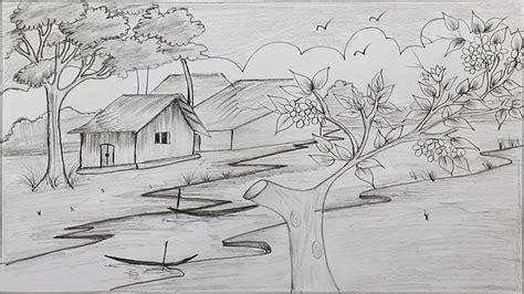 Village Scene Drawing at PaintingValley.com | Explore collection of ...