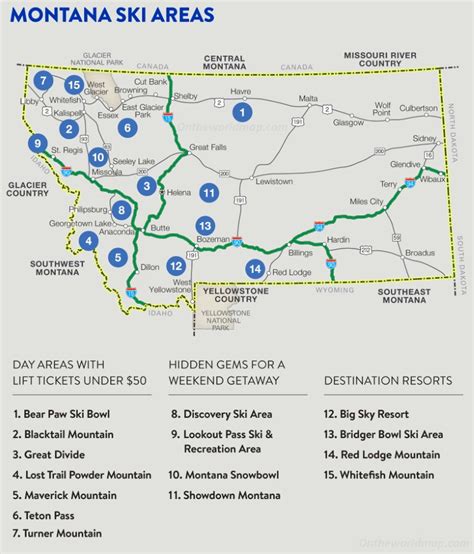 Montana Ski Areas Map - Ontheworldmap.com