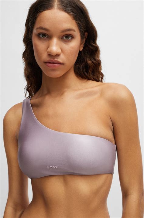 BOSS - One-shoulder bikini bralette with 3D logo