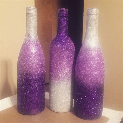 DIY Glitter Wine bottles! | Alcohol bottle crafts, Glitter wine bottles, Bottles decoration