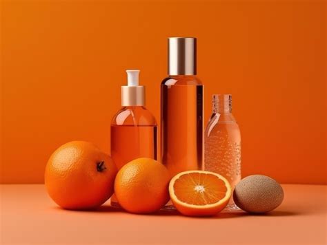 Premium AI Image | Orange Cosmetic bottle containers Blank label for branding mock up Natural ...