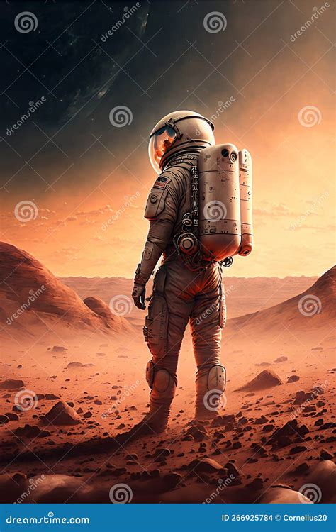 First man on mars stock illustration. Illustration of technology - 266925784