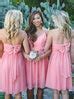Boho Rustic Style Watermelon Short Summer Bridesmaid Dresses
