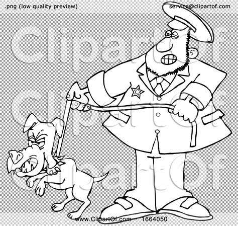 Cartoon Lineart Dog Catcher wIth a Pooch on a Leash by djart #1664050