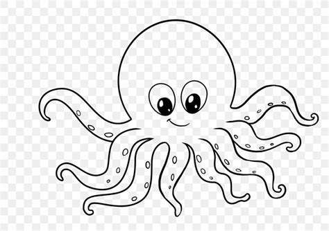 White Octopus Giant Pacific Octopus Line Art Cartoon, PNG, 1400x990px ...