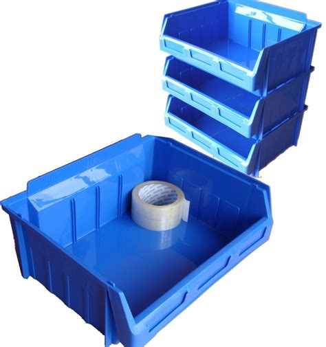 5 x SIZE 5 EX LARGE BLUE PLASTIC STORAGE STACKING PICKING BINS BOXES | eBay