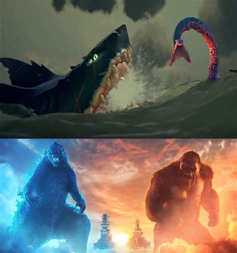 Godzilla and Kong vs Megalodon and Kraken by MnstrFrc on DeviantArt